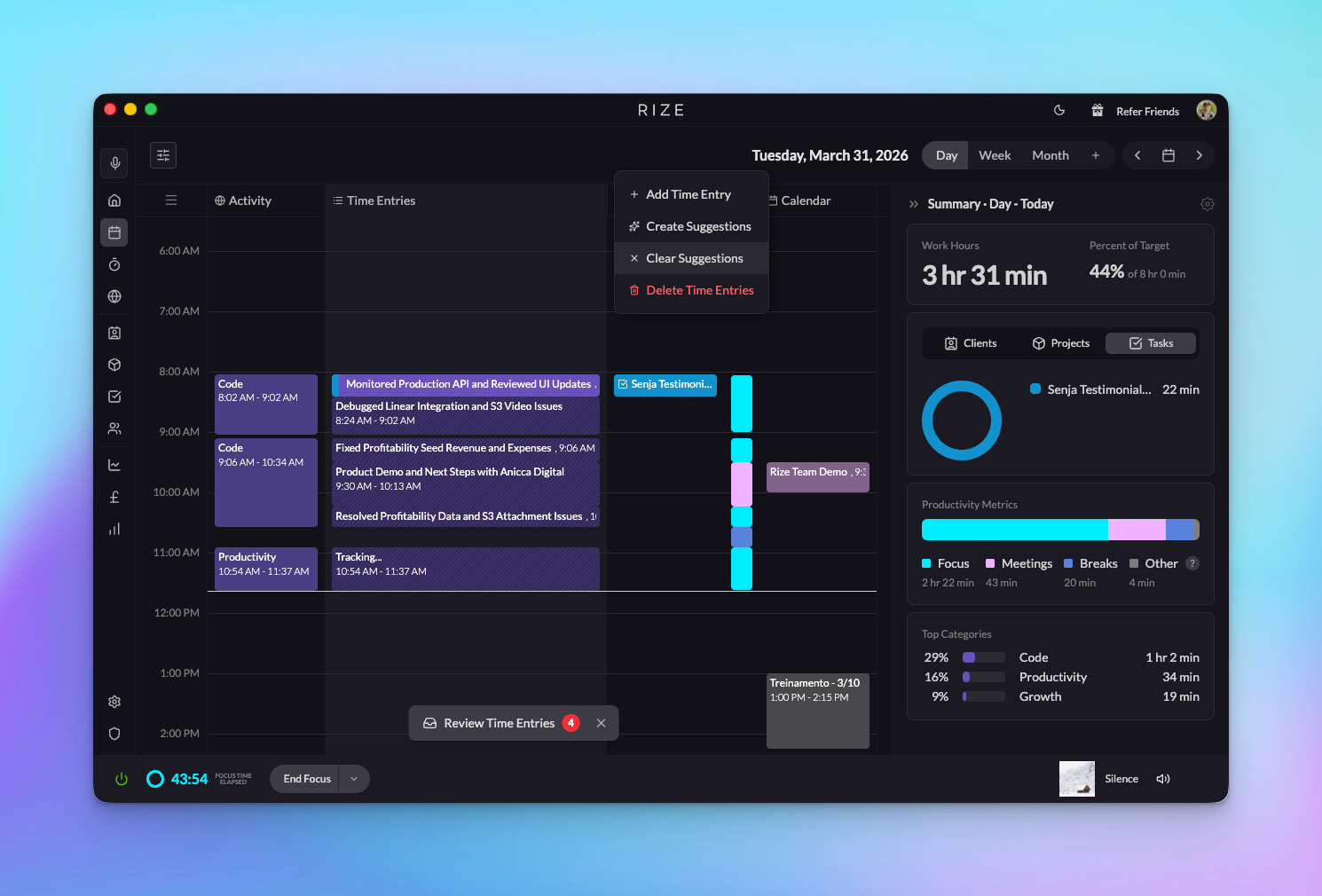 Batch actions on the home screen with multiple suggestions selected