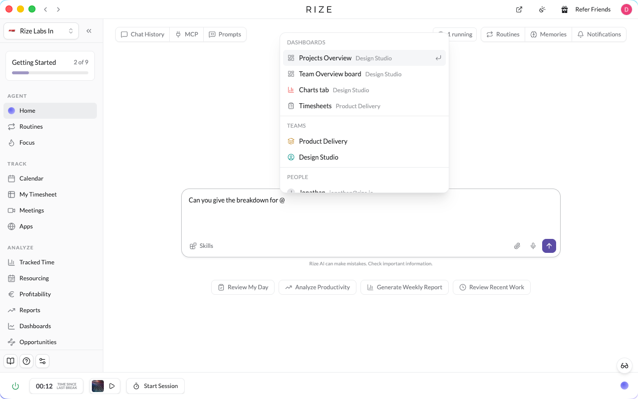 The @ mention popup in chat